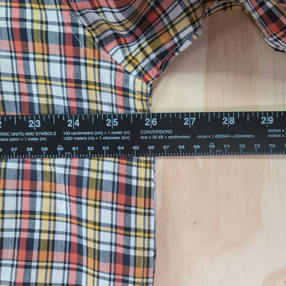 Cinch Western Shirt Mens XL Orange Yellow Plaid Long Sleeve Button Down Cotton - Picture 7 of 8